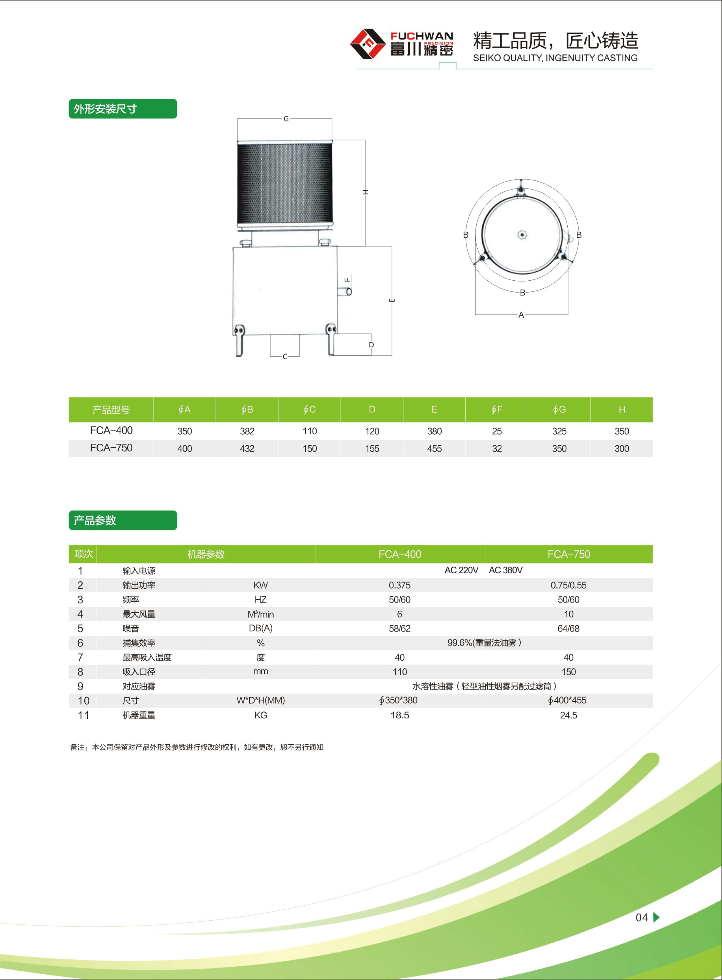 油霧收集器FCA-750